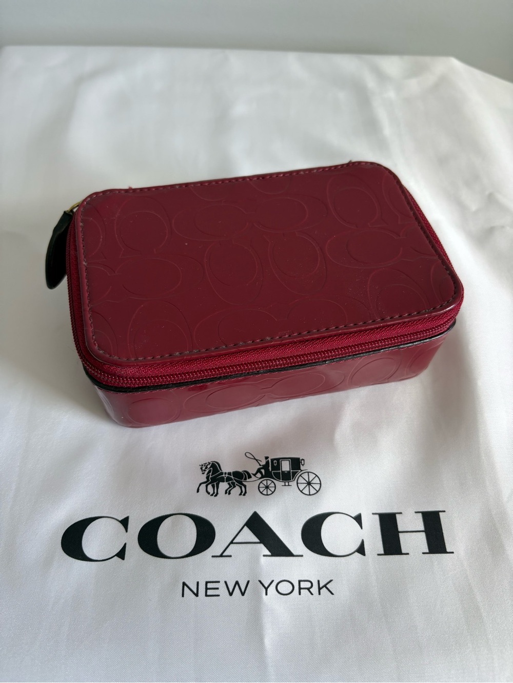 Coach Signature Patent Zip Jewelry Box